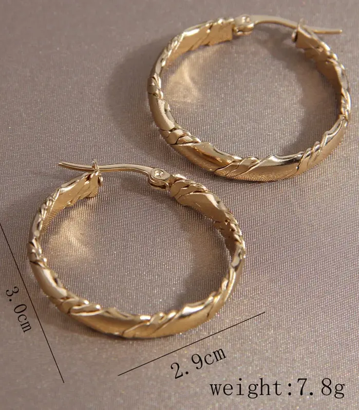 Pendientes de acero inoxidable a la moda, pendientes de aro de 3CM de Color dorado para mujer, bisutería, aros elegantes para mujer 2