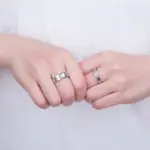 2 Anillos de Plata de Ley 925 con Circonita para Pareja, para Mujer y Hombre, Exquisitos, para Estudiantes, Novias, Accesorios de Joyería de Plata para Boda 6