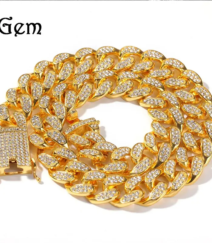 Pulsera de collar de cadena cubana Miami para hombre con diamantes completos de 20mm de oro puro 9999 de lujo 24K 2