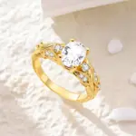 Anillos chispeantes de Color dorado, Plata de Ley 925, anillo de boda de amor Popular, joyería de compromiso certificada para mujer, regalos de aniversario 6
