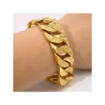 Elegante pulsera para hombre chapada en oro de 18 quilates: estilo clásico, diseño grueso y pesado, perfecta para regalos y fiestas, para otoño 4