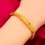 Pulsera con cierre de plumas para mujer AU999, oro de 24 quilates, alivio de plumas en 3D, diseño de cierre fácil de usar, favorecedor dinámico de lujo 4