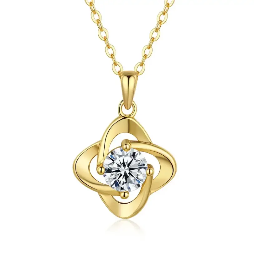 Collar con colgante de moissanita para mujer de oro 100% auténtico de lujo de 18 quilates 5