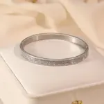 Pulsera de circón para mujer, accesorio de joyería de acero inoxidable a la moda, conjunto de pulsera de lujo 4