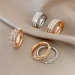 Anillo de acero inoxidable con circonita cuadrada de doble hilera de oro rosa de lujo, joyería romántica para fiesta y boda, regalo para mujer 2