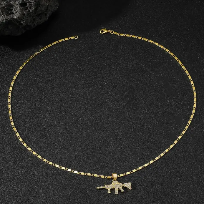 Collar de lujo con colgante exquisito de oro puro 24K 9999 con diamantes, estilo hip-hop para hombre. 2