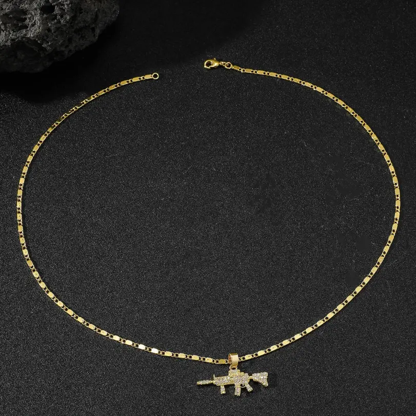 Collar de lujo con colgante exquisito de oro puro 24K 9999 con diamantes, estilo hip-hop para hombre. 2