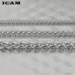 Pulsera y brazalete ICAM para hombre, regalo de Navidad 2018, pulsera de acero inoxidable, eslabones de Color plateado, joyería de doble cadena de trigo, envío directo 3