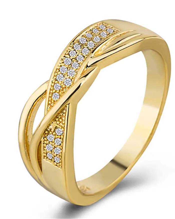 Anillo de compromiso de diamante modelo de cinta creativa nuevo anillo de gran oferta de oro amarillo de 18k 1