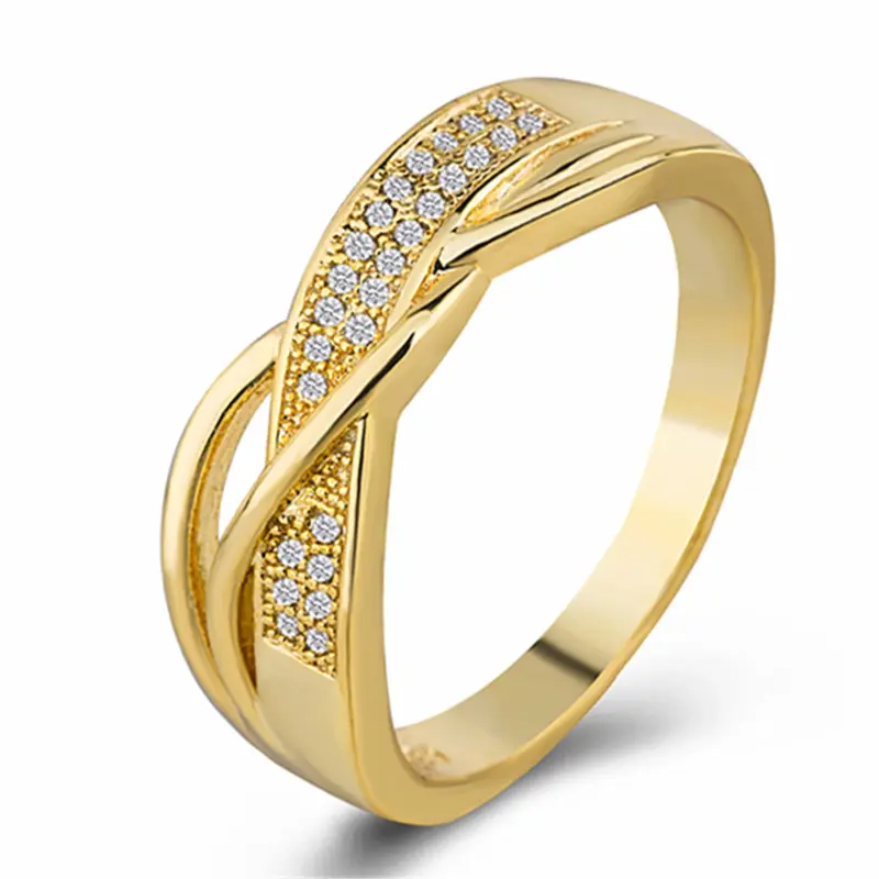 Anillo de compromiso de diamante modelo de cinta creativa nuevo anillo de gran oferta de oro amarillo de 18k 1