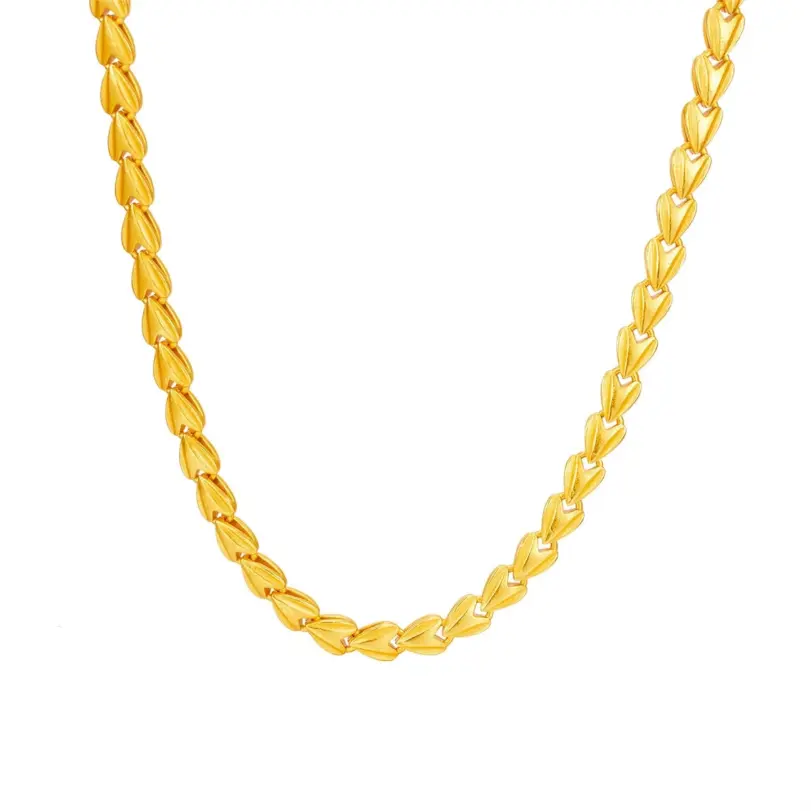 Lujoso collar de amor de oro real de 24 quilates para mujer, cadena de clavícula simple con temperamento de oro au9999 a la moda 5