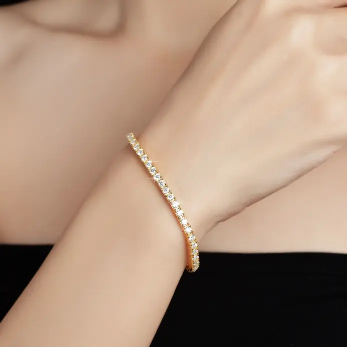 pulsera de tenis de moissanita de 3-4mm, Plata de Ley 925, diámetro completo GRA Sier, joyería para fiesta y boda, pulseras para mujer y hombre 1