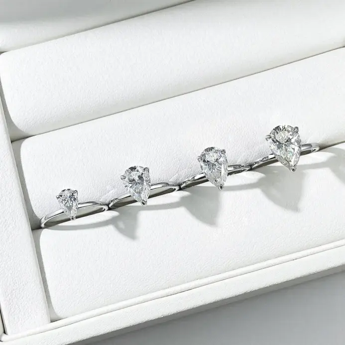 Anillos de moissanita OEVAS de 1-4 quilates, color D, con forma de gota de agua, para mujer, plata de ley 925, brillantes, para bodas y fiestas, joyería fina al por mayor 2