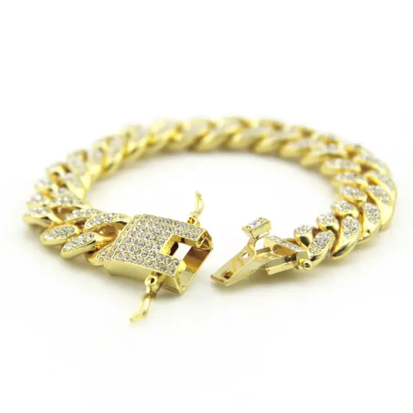 HNSP 12MM Lced Out pulsera de cadena de eslabones cubanos para hombres joyería de accesorios de Hip Hop 2
