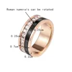 Anillo giratorio de cristal con números romanos negros y círculo, anillo de compromiso nupcial para boda, regalo de Navidad, joyería para mujer, venta al por mayor 5
