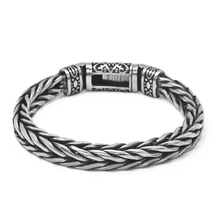 🦾 Pulsera "Thai Heritage Rope 5mm" – Plata Artesanal de Estilo Dominante 2