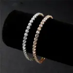 Nueva Pulsera elástica de una sola fila de cristal CZ pulsera de novia brazalete brillante para mujer joyería mejor amiga boda señora Pulsera 1