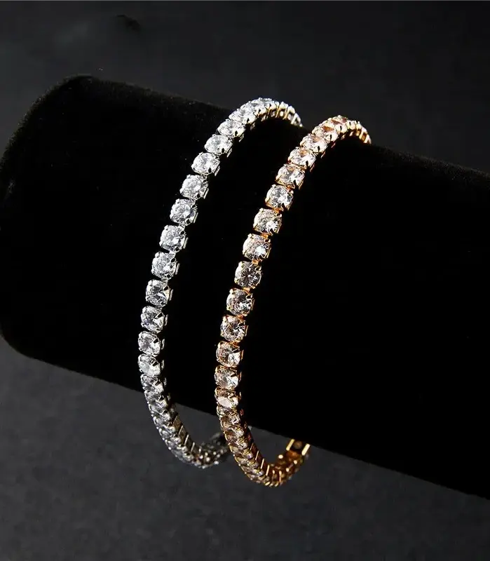 Nueva Pulsera elástica de una sola fila de cristal CZ pulsera de novia brazalete brillante para mujer joyería mejor amiga boda señora Pulsera 1