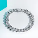 pulsera cubana de moissanita, Plata de Ley 925 de Hip Hop, 1,2mm/1,5mm/2mm, llamativo de Metal pesado llamativo para hombres y mujeres 2