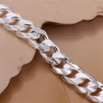 Nueva pulsera de plata de ley S925 fina de alta gama para hombre y mujer, joyería de moda, regalo para hombre, hermosa gema cuadrada de 10MM 4
