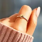 Anillos de corazón Huitan para mujer, anillos de amor de dos tonos de Metal, accesorios de banda de boda eternidad, joyería femenina de moda moderna, envío directo 6