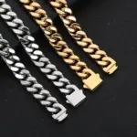 Joyería Hip Hop al por mayor, collar de cadena cubana plana de acero inoxidable para hombre, envío directo. 5 Joyería Hip Hop al por mayor, collar de cadena cubana plana de acero inoxidable para hombre, envío directo. 5