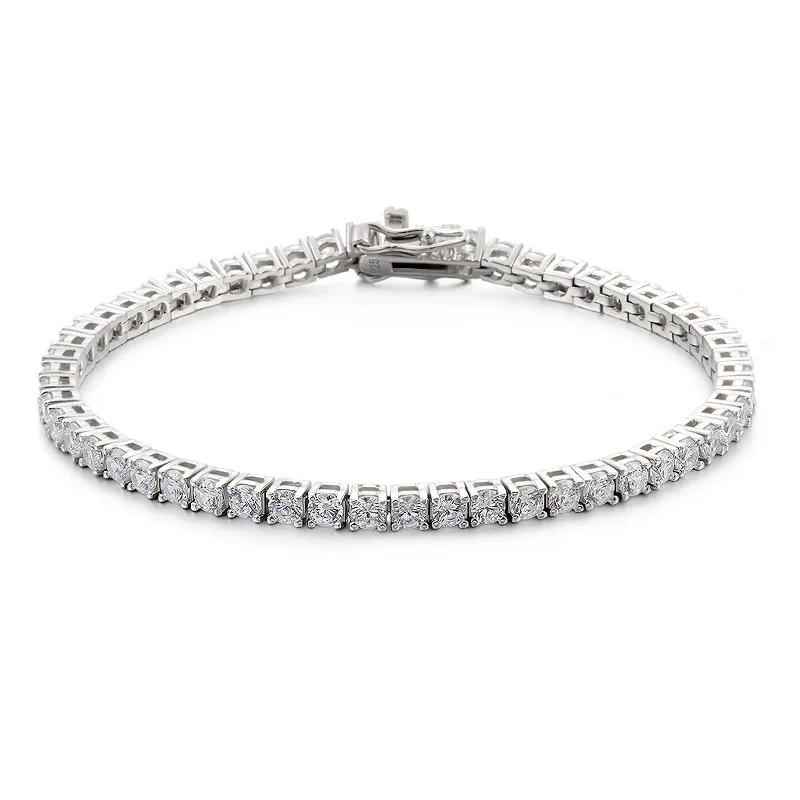Pulseras de Moissanita y Circonita de Colores TY 3-6.5MM, Cadena de Mano, 100% Plata de Ley 925, Joyería Fina, Regalo para Fiestas 7