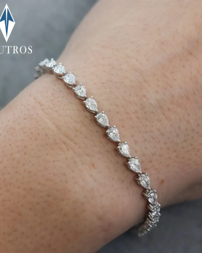 Pulsera de tenis de moissanita de Color D con corte de pera de 3x5mm para mujeres y hombres, cadena de mano con forma de gota de agua de Plata de Ley 925, joyería fina 1