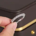 Anillo chapado en plata 925 para mujer, anillo de circón AAAA brillante Simple, joyería de plata de moda, regalo de aniversario, anillo nupcial 5