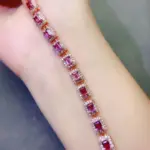 Pulsera de piedras preciosas de lujo para boda, 3mm x 4mm, granate Natural de 3 quilates, chapado en oro, joyería de plata 925 granate 2 Pulsera de piedras preciosas de lujo para boda, 3mm x 4mm, granate Natural de 3 quilates, chapado en oro, joyería de plata 925 granate 2