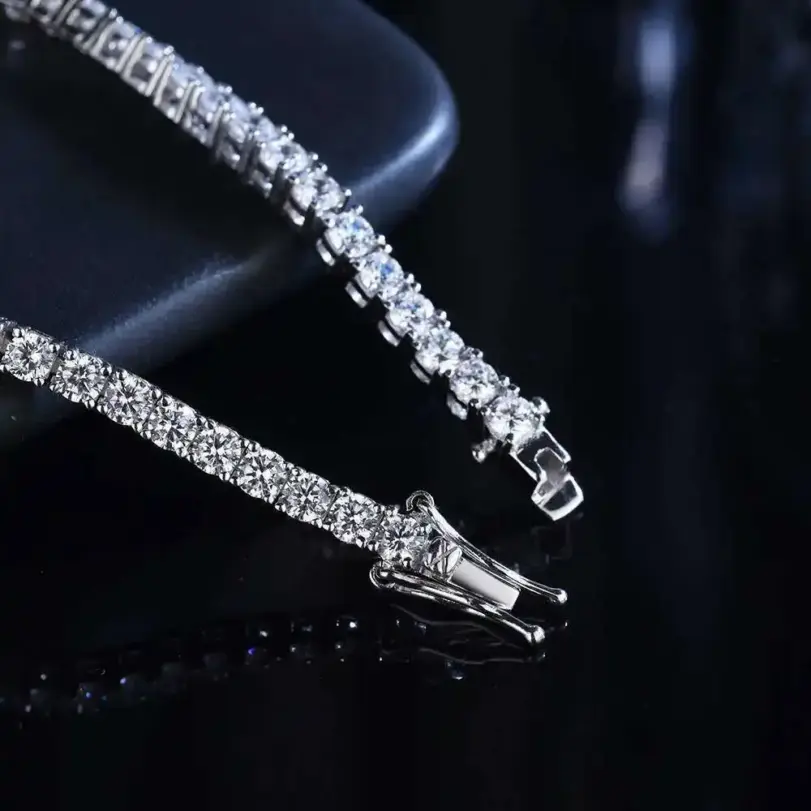 Pulsera de tenis de moissanita de Plata de Ley 925 D VVS1 con certificado GRA, regalo de joyería exquisito y lujoso 5