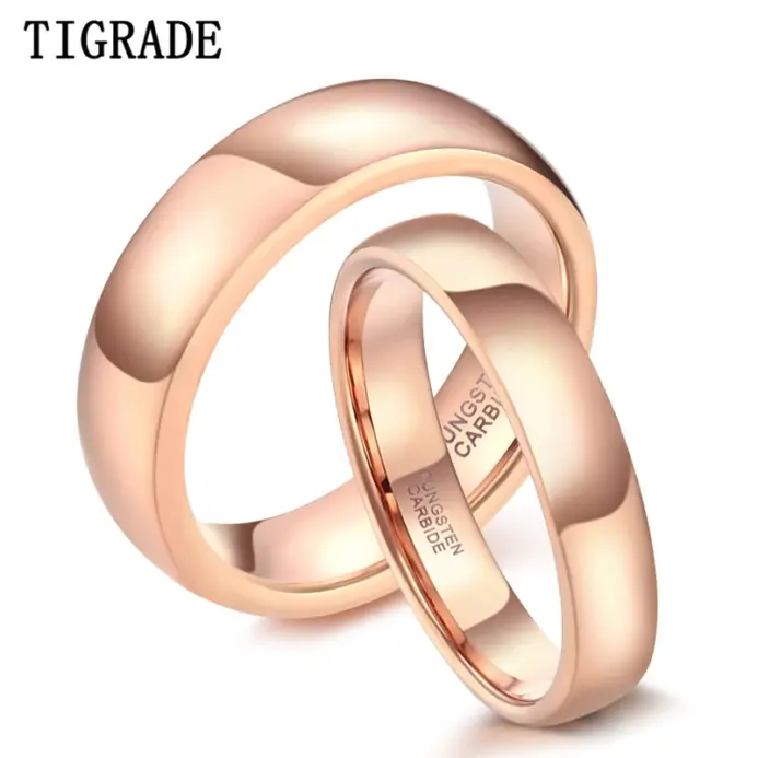 Tigrade 2/4/6mm 18K chapado en oro rosa carburo de tungsteno anillo de boda para mujeres anillos de compromiso de amante sólido joyería de moda Anel 1