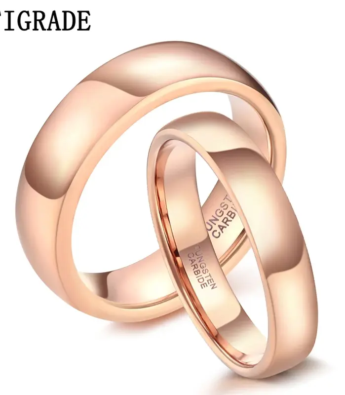 Tigrade 2/4/6mm 18K chapado en oro rosa carburo de tungsteno anillo de boda para mujeres anillos de compromiso de amante sólido joyería de moda Anel 1