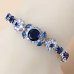 Pulsera femenina con dije de plata 925, brazalete de circonia cúbica azul, joyería de boda de 6 colores, longitud ajustable de 18 + 3CM 1