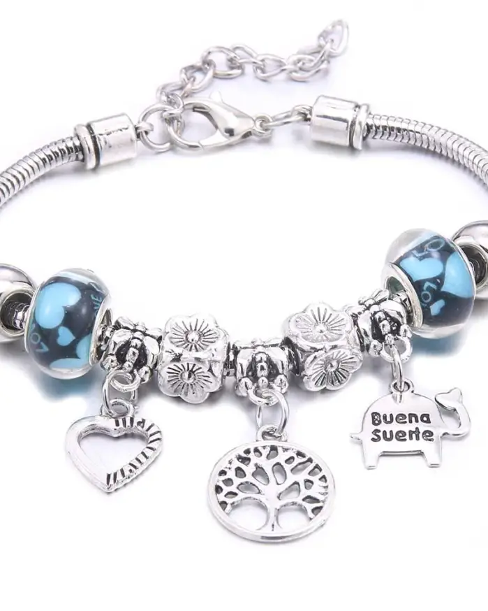 2026 nueva pulsera y brazaletes con dijes, joyería, pulseras de cuentas de corona de mariposa blanca, pulseras de marcas aptas para mujeres y niñas, regalo de amistad 2