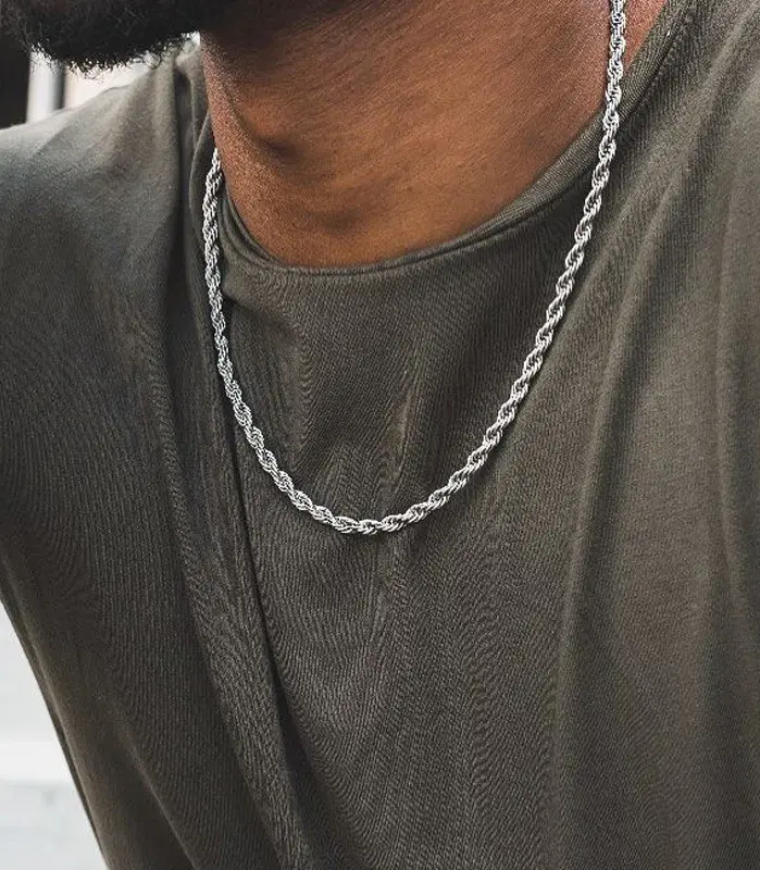 cadena de cuerda clásica, collar para hombres de ancho 2/3/4/5 MM, collar de cadena cubana Figaro de acero inoxidable para hombres y mujeres, joyería 1