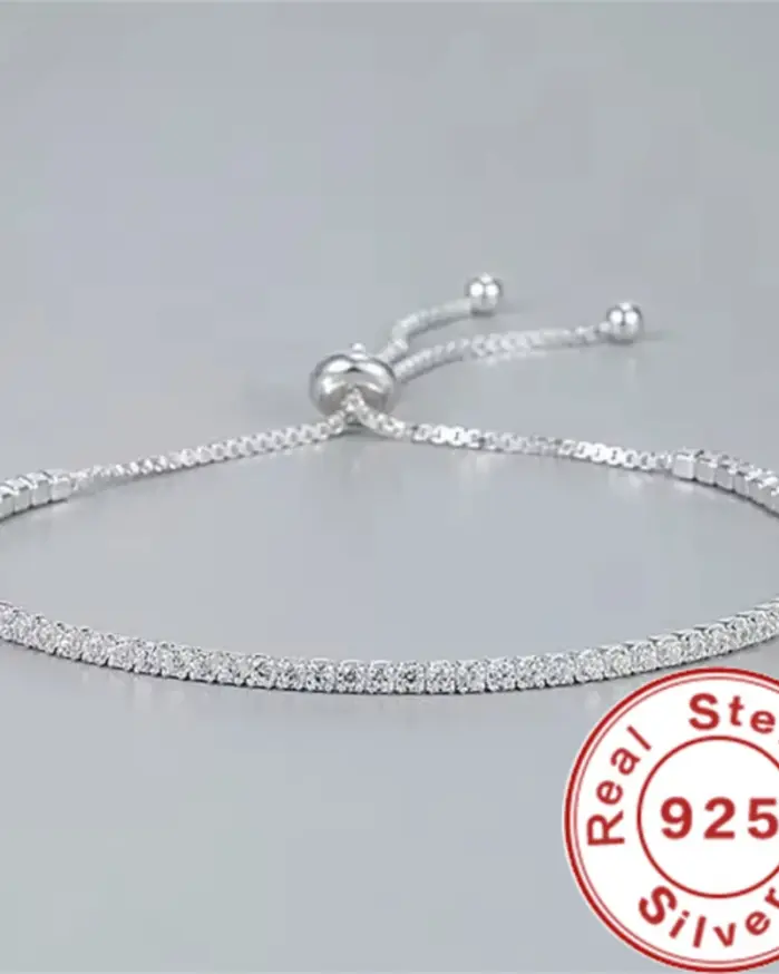 Pulsera de plata de ley 925 Vera elegante circón tenis pulsera de cristal de circón para mujer moda Simple compromiso boda Glam 1