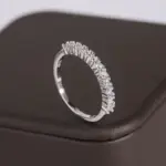 Anillo chapado en plata 925 para mujer, anillo de circón AAAA brillante Simple, joyería de plata de moda, regalo de aniversario, anillo nupcial 4