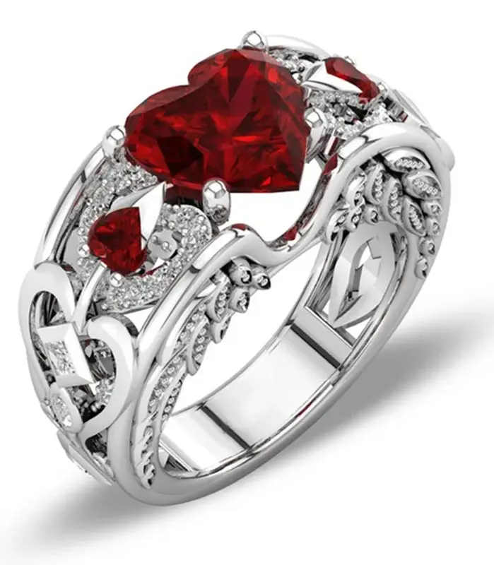 Anillo clásico de Plata de Ley 925, sortija de circonita con corazón de amor Multicolor, joyería de boda, regalo para madre, bisutería, 5 colores auténticos 1