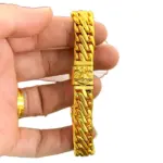 Pulsera de lujo para hombre de oro puro 24K 9999, diseño antiguo con látigo de león y tres látigos de caballo, pulsera cubana estilo jefe. 5