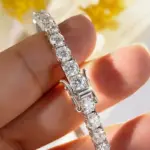 Pulsera de tenis de moissanita chapada en oro de 18 quilates para mujer, pulsera clásica de Plata de Ley 925 certificada de 3/4/5mm para cadena de hombre 5