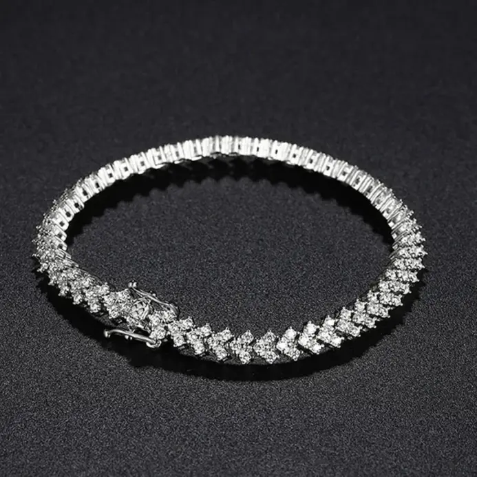 pulsera de tenis de moissanita para mujer, pulseras de diamantes de laboratorio de Plata de Ley 925 con joyería fina chapada en oro blanco 2
