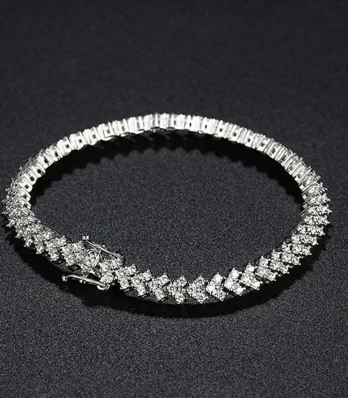 pulsera de tenis de moissanita para mujer, pulseras de diamantes de laboratorio de Plata de Ley 925 con joyería fina chapada en oro blanco 2