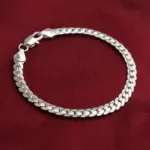 Pulsera de plata de ley 925, 6mm, 18/20cm, cadena lateral plana, cierre de langosta para mujer, hombre, joyería de compromiso de boda 4