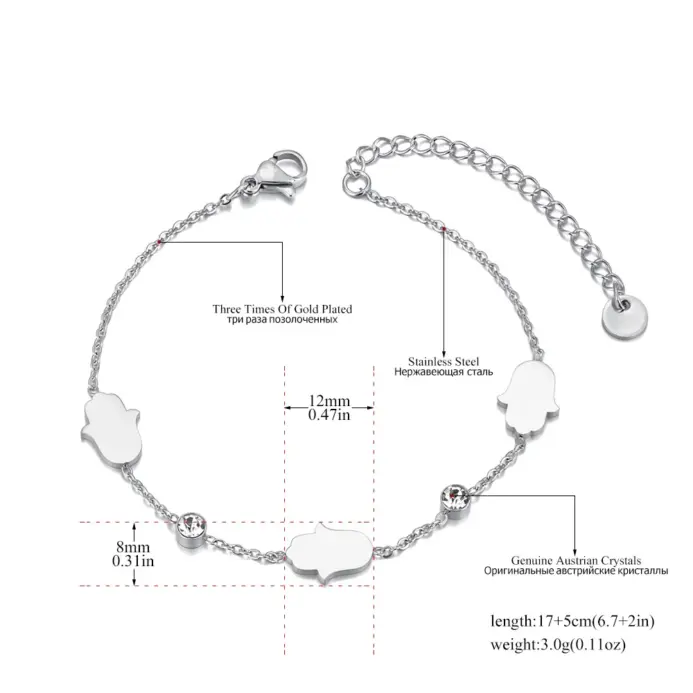✋ Pulsera "Protección Hamsa" – Acero 316L Impermeable y Oro PVD 2