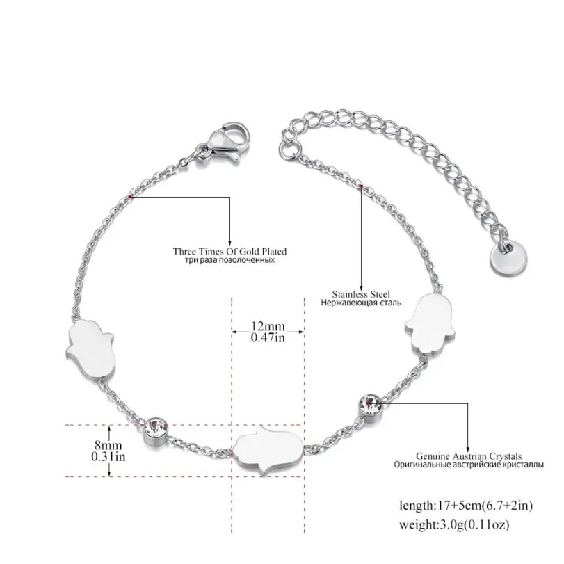 ✋ Pulsera "Protección Hamsa" – Acero 316L Impermeable y Oro PVD 2