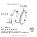 PERFANY, anillo de moissanita para mujeres y hombres, anillo de plata pura S925 para parejas, joyería Simple de moda para boda, regalo de cumpleaños 3