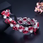 Pera-pulsera de circonia cúbica verde para mujer, brazalete de lujo con piedras grandes, accesorios de joyería nupcial para damas de honor, B029 5