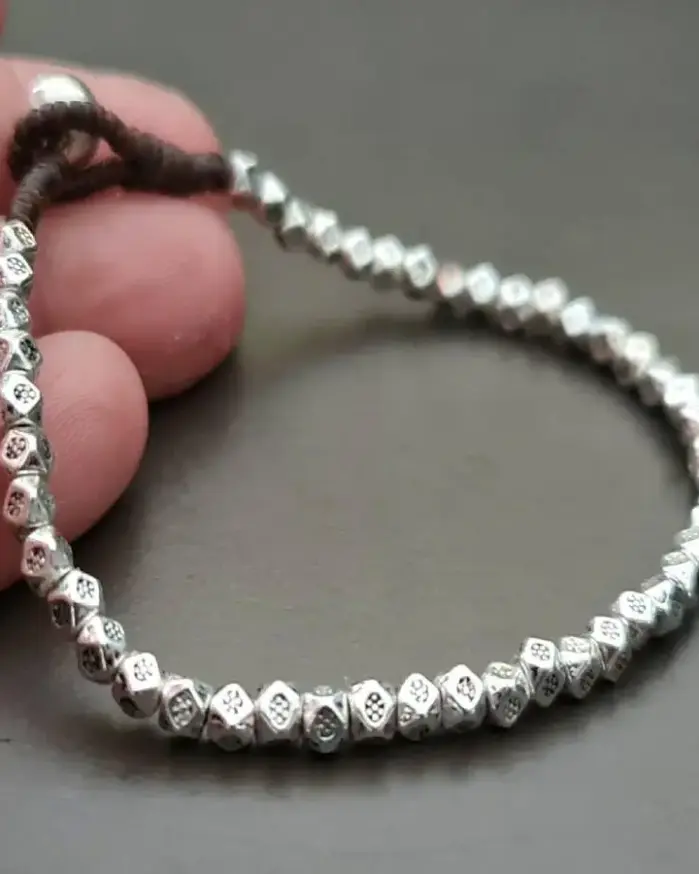 Pulsera de cuentas de plata 925 hecha a mano, pulsera con botón para hombre, cuentas de oración de Ramadán, regalo de vacaciones de meditación para mujer, uso diario 1