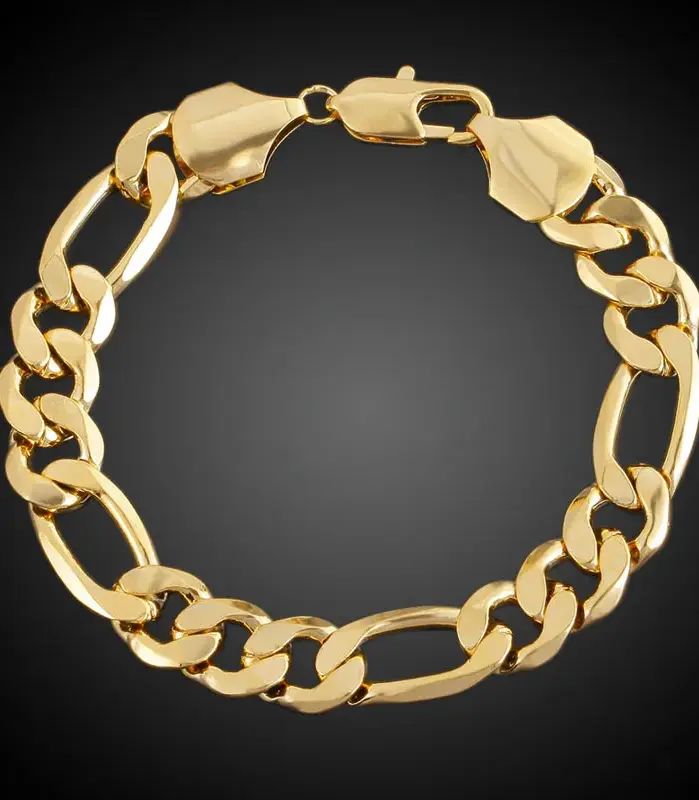 Collar Figaro de oro puro 24K 9999 de lujo, conjunto de pulsera y collar para hombre, ancho 6MM 8MM 10MM de longitud 60cm 2